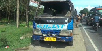 Supir Tidak Memiliki SIM, Bus CV Galant Terbalik di Asahan
