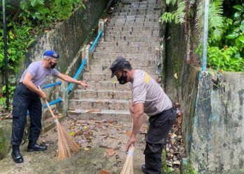 Aksi Polisi di Sibolga Bersihkan, Tempat Wisata Menyambut HUT Bhayangkara ke-76
