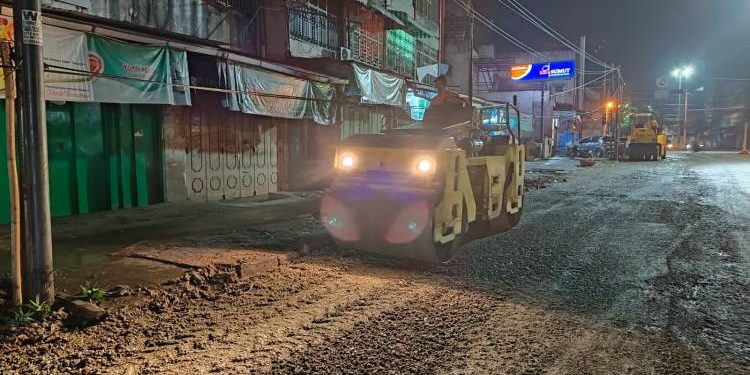Jalan AR Hakim Kawasan Pasar Suka Ramai Mulai Diperbaiki