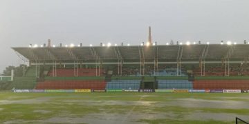 Lapangan Stadion Teladan Tergenang Air Laga PSDS Vs Karo United Ditunda