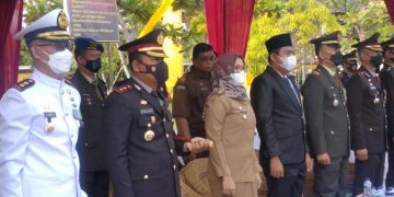 Pj Bupati Yetty Sembiring Hadiri Upacara HUT Bhayangkara Ke 76 Secara Virtual di Polres Tapteng