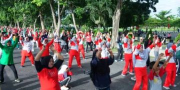Sambut HUT ke 77 RI, Pemkab Asahan gelar senam massal di CFD