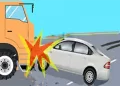 TABRAKAN!!! Mobil dan Truk Laga Kambing, Akibatnya 3 Penumpang Luka luka