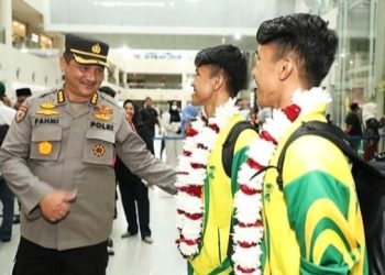 Tiba di Bandara Kontingen Porseni Pengurus Wilayah NU Disambut Polda Sumut