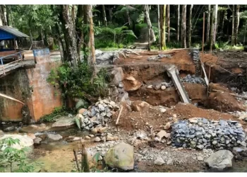 Penampakan Proyek Pembangunan Jembatan Lau Buaya
