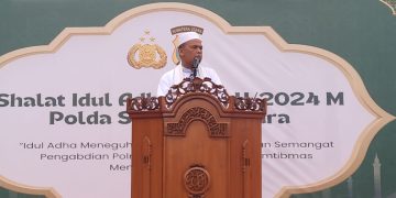 Penyuluh Agama Kabupaten Dairi Khatib Idul Adha di Mapolda Sumatera Utara.